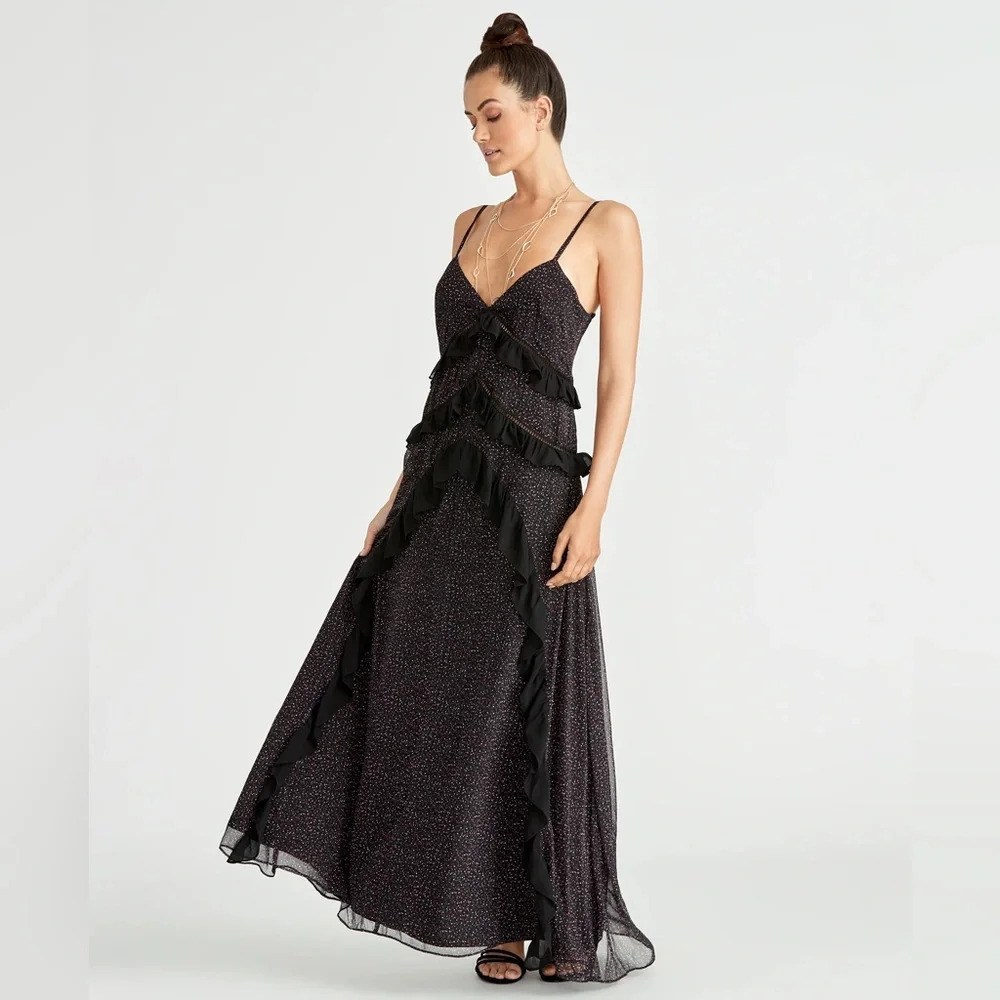 Rachel Roy Black Floral Maxi LETA DRESS